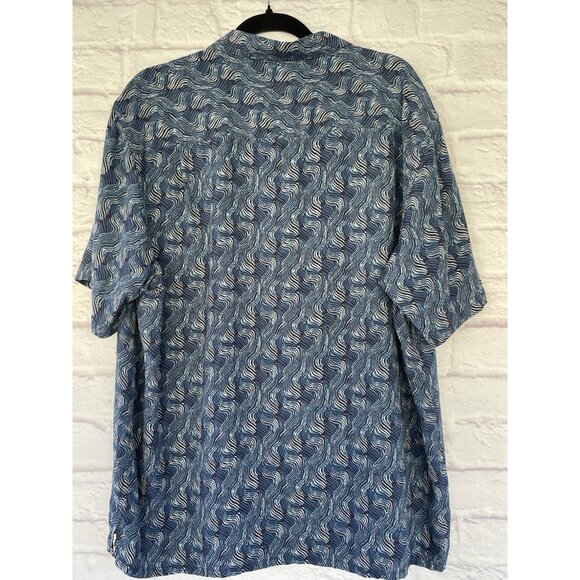 AXIST Men's 100% Silk Shirt Blue Button Up Short Sleeve Size XL - Picture 3 of 13